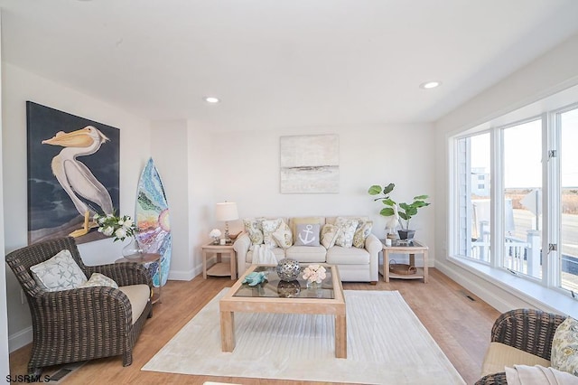 living room featuring light hardwood / wood-style floors