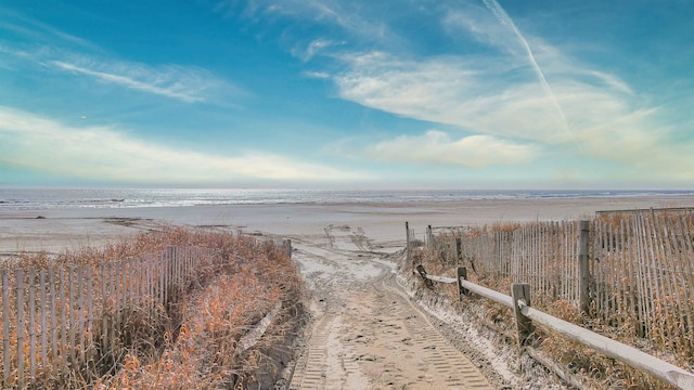 property view of water featuring a view of the beach