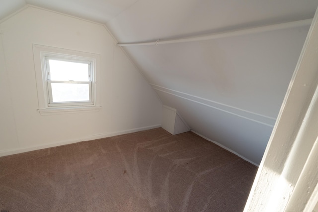 additional living space with carpet floors and vaulted ceiling