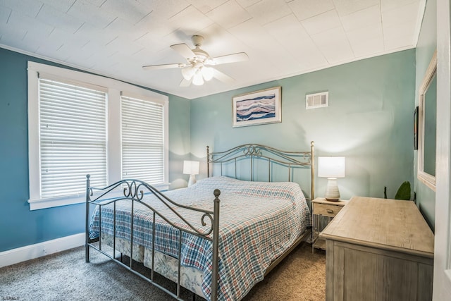 bedroom with carpet and ceiling fan