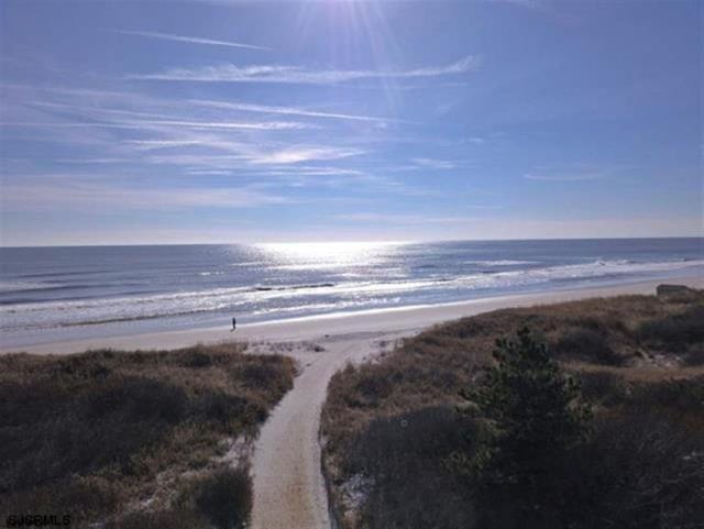 view of water feature with a view of the beach