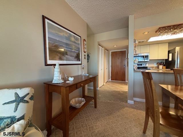 corridor featuring baseboards and a textured ceiling