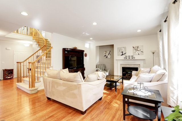 living room featuring light wood-type flooring