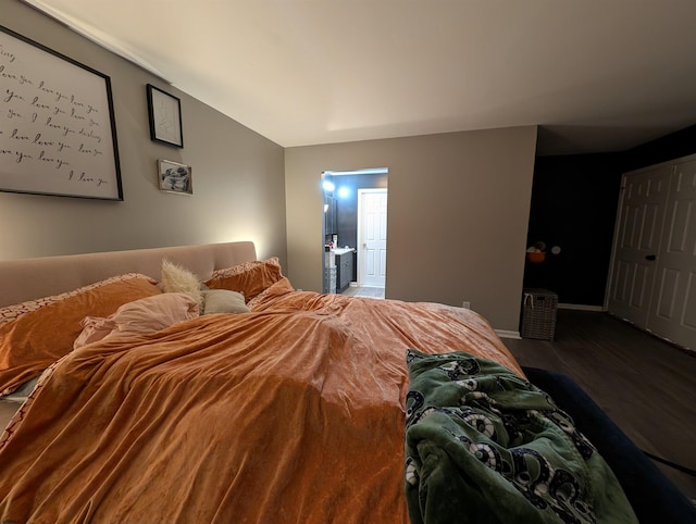 bedroom featuring a closet and wood-type flooring