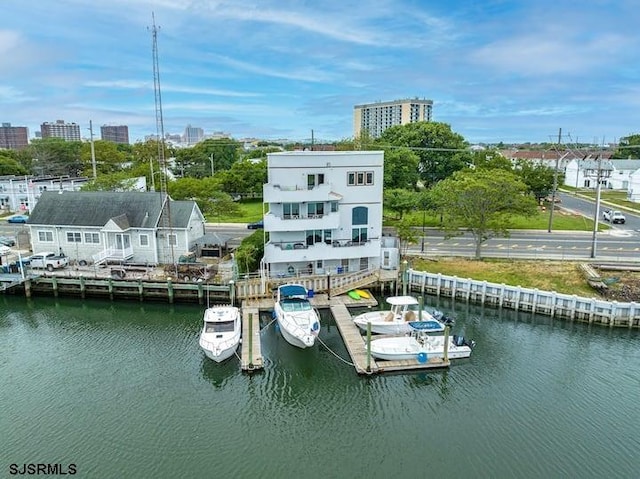 view of dock featuring a water view