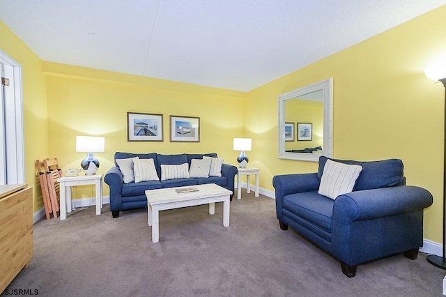 living room with carpet floors