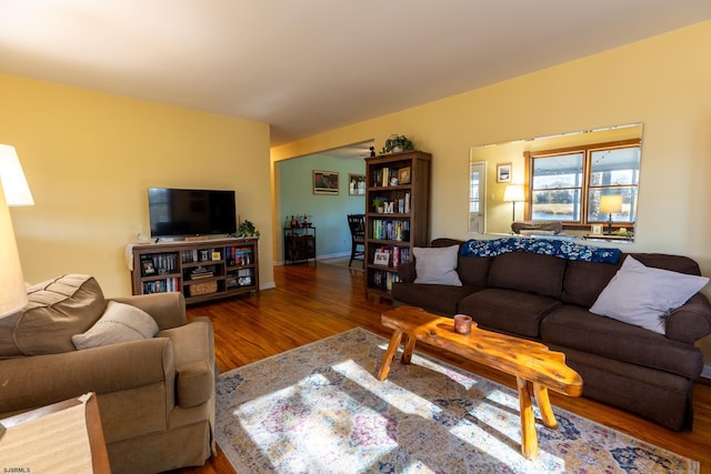 living area featuring wood finished floors