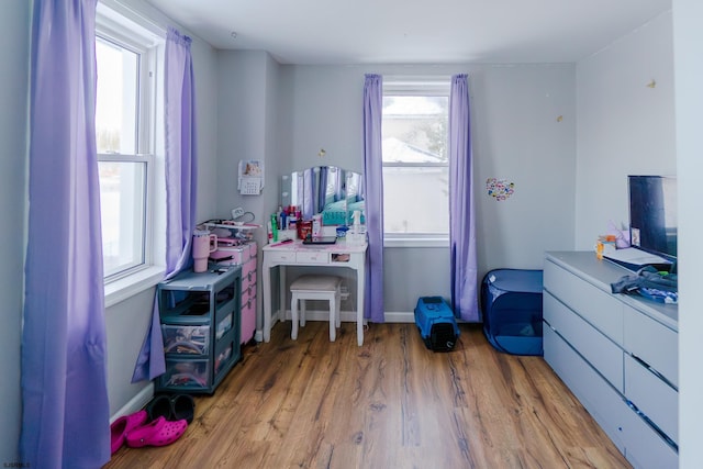 interior space with hardwood / wood-style floors