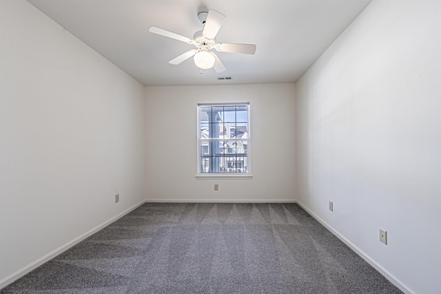 empty room featuring carpet and ceiling fan