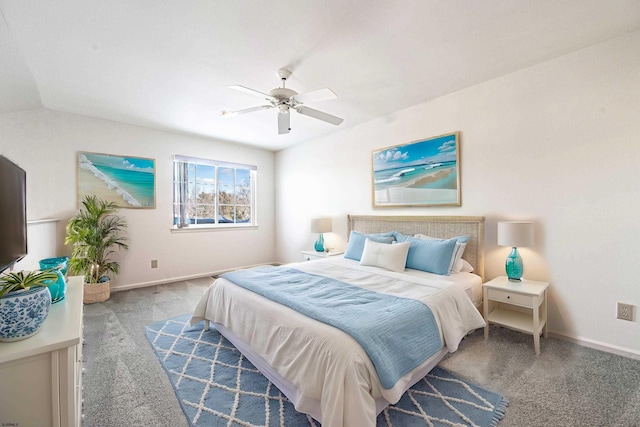 bedroom featuring carpet and ceiling fan