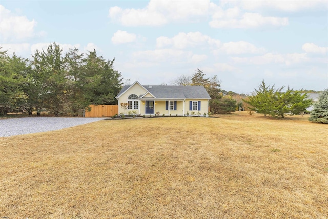 view of front of home with a front lawn