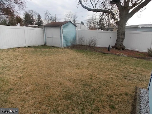 view of yard with a storage unit