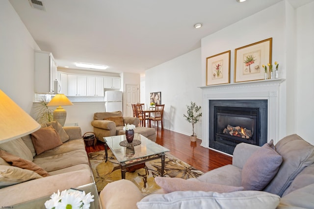 living room with hardwood / wood-style floors