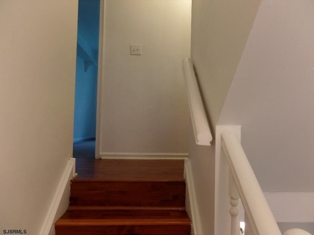 stairs with hardwood / wood-style floors