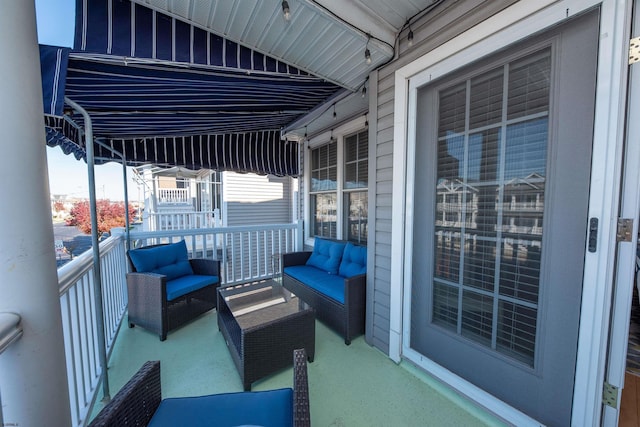 view of patio / terrace featuring a balcony and an outdoor hangout area