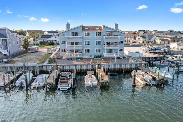 dock area with a water view