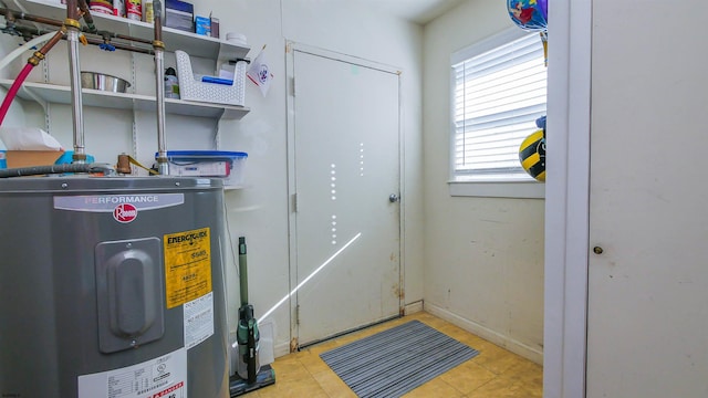 utility room featuring electric water heater