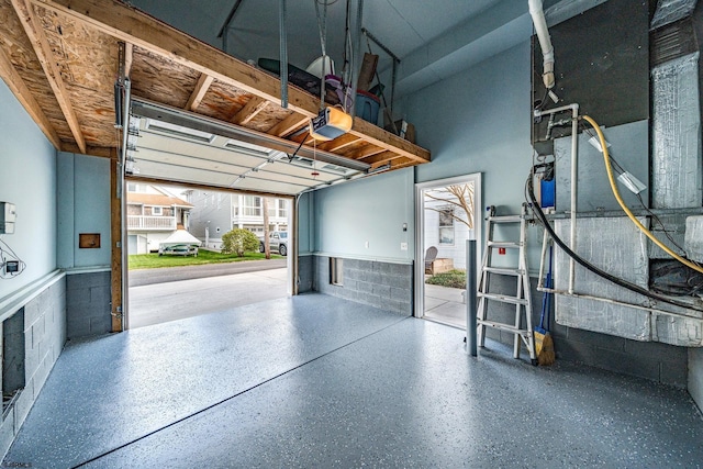 garage with a garage door opener