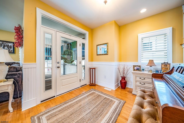 entryway with light wood-type flooring