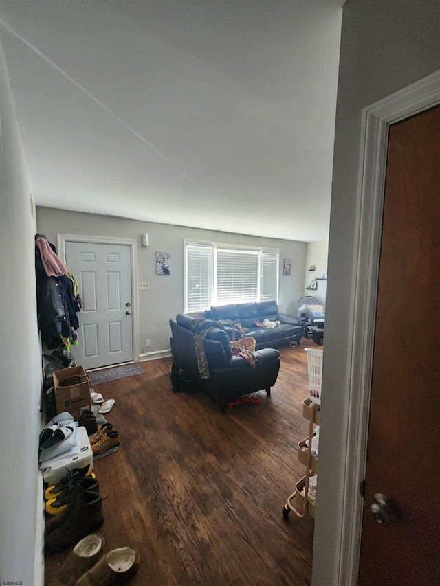 living room featuring dark hardwood / wood-style floors