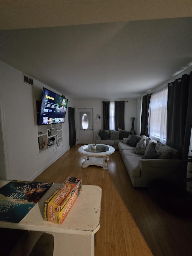 living room featuring wood-type flooring
