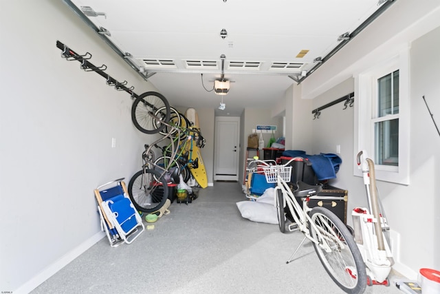 garage with a garage door opener