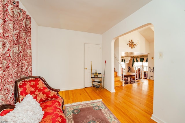 living area featuring hardwood / wood-style flooring