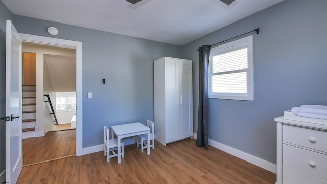 bedroom featuring hardwood / wood-style flooring