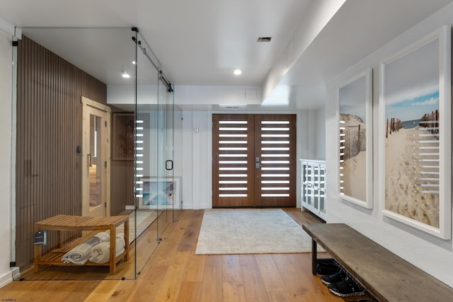 foyer featuring light wood-type flooring