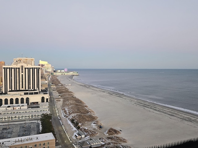 property view of water featuring a view of the beach