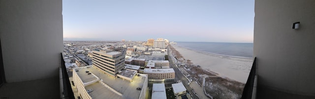 view of water feature with a view of the beach