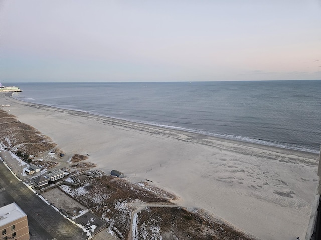 view of water feature featuring a view of the beach