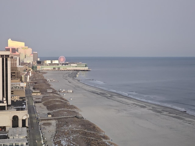 property view of water featuring a view of the beach