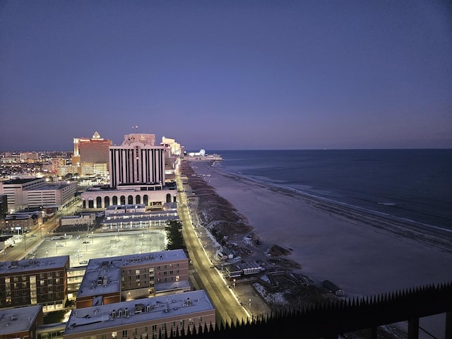 exterior space featuring a beach view