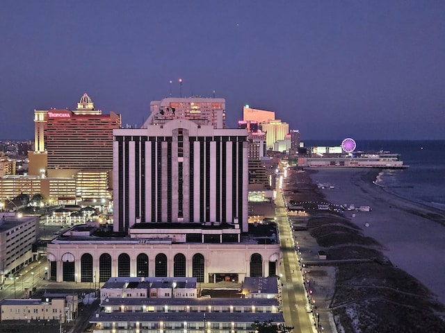 property's view of city featuring a water view