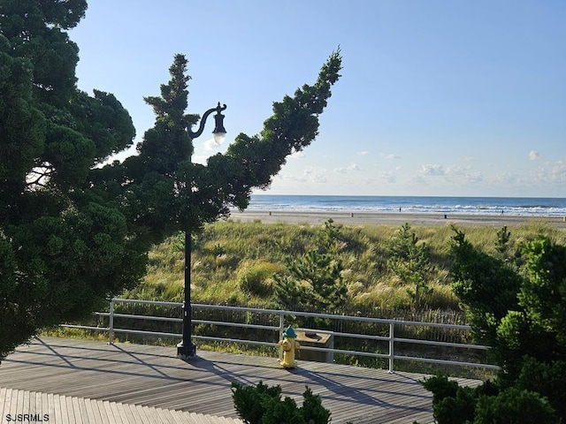 property view of water featuring a view of the beach