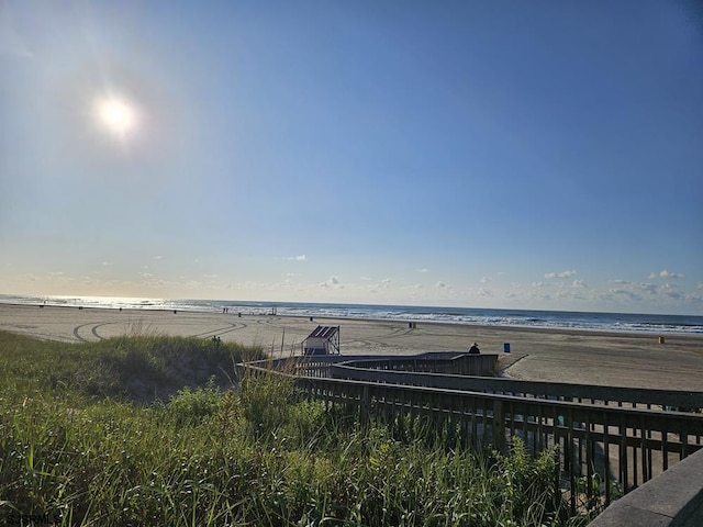 view of water feature featuring a beach view