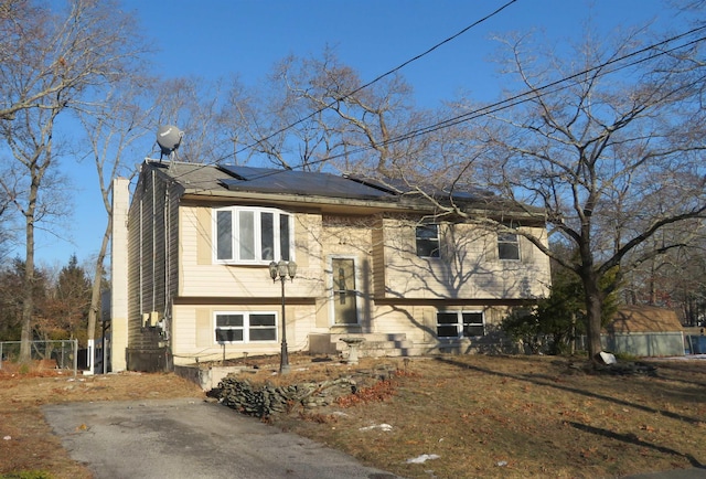 bi-level home with solar panels