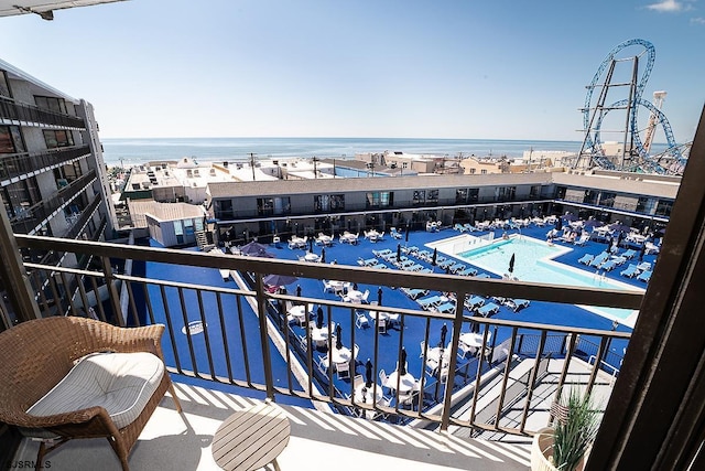 balcony with a water view