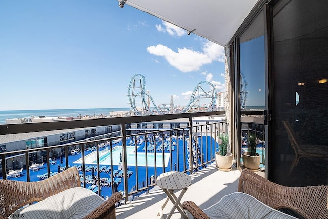 balcony with a water view