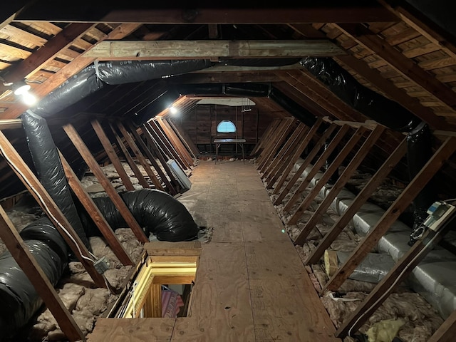 view of unfinished attic