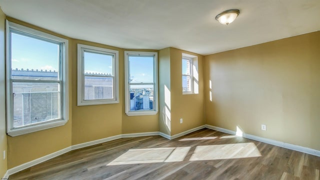 unfurnished room featuring a healthy amount of sunlight and light hardwood / wood-style floors