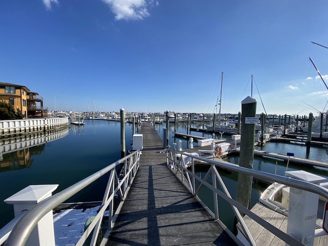 view of dock featuring a water view