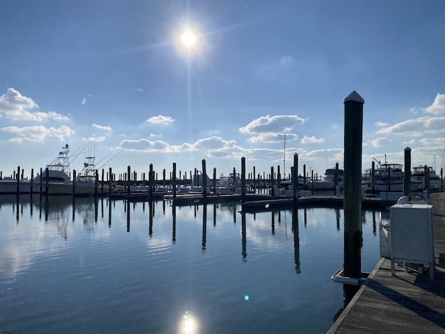 property view of water featuring a dock