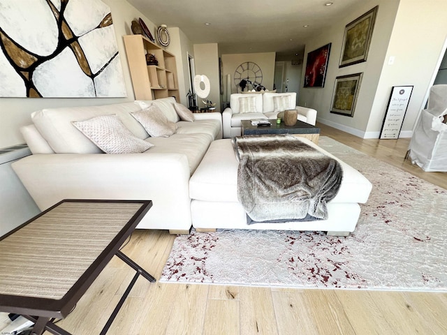 living room featuring light hardwood / wood-style flooring