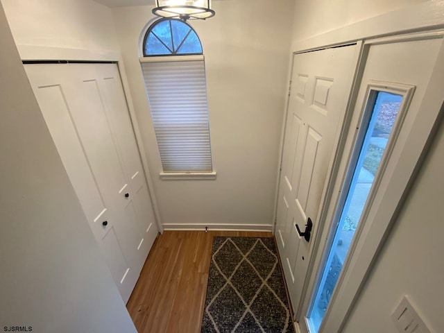 entrance foyer with dark hardwood / wood-style floors