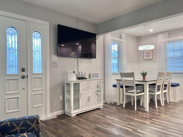 foyer featuring a healthy amount of sunlight and dark hardwood / wood-style flooring