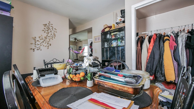 spacious closet featuring ceiling fan