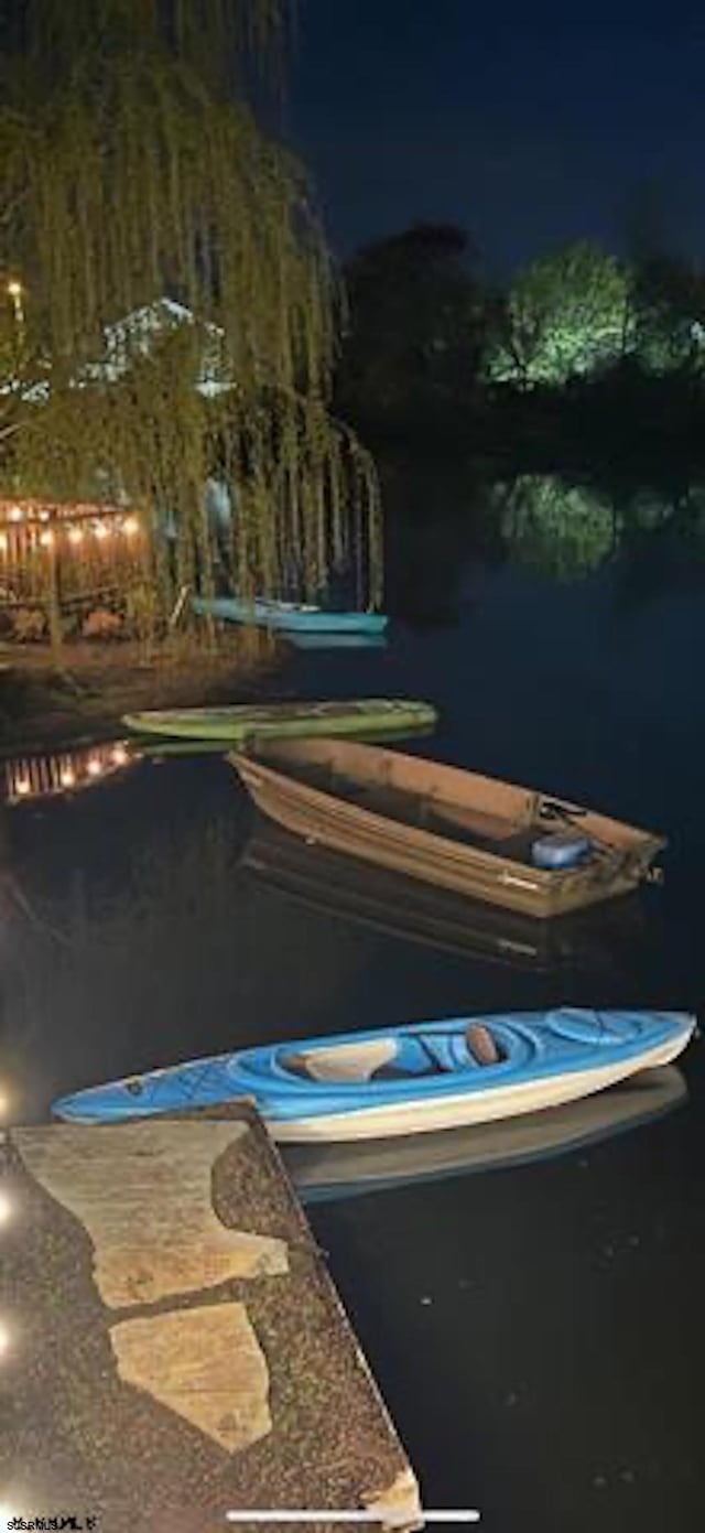 view of parking at night