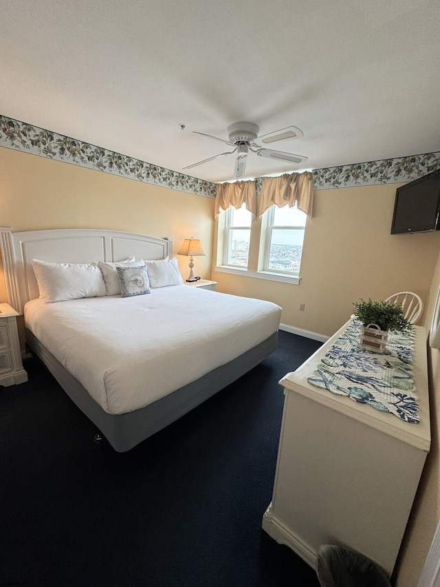 bedroom featuring ceiling fan